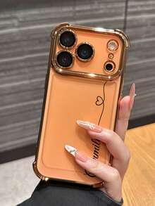 1pc Customized Signature Electroplated Anti-Drop Phone Case Compatible With IPhone 16/16 Pro/16 Plus/16 Pro Max/11/11 Pro/11 Pro Max/12/12 Pro/12 Pro Max/13/13 Pro/13 Pro Max/14/14 Plus/14 Pro/14 Pro Max/15/15 Plus/15 Pro/15 Pro Max/16e/17 Pro Max/17 Air/17 And Other Models - Orange - View 7