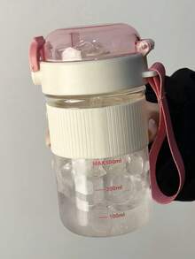 1pc 500ml Sanrio Straw Water Bottle With Cute Leak-Proof Cap And Bounce Cap, Plastic Material, Suitable For Office, Camping And Sports (Hello Kitty Pattern Needs To Be Manually Pasted According To Personal Preference)