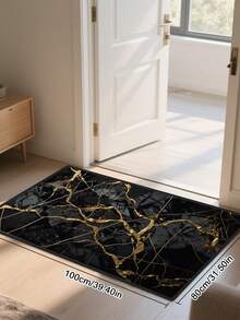 1 pieza Felpudo antideslizante para exteriores, alfombra de patrón geométrico para interiores, alfombra de baño, alfombra de cocina, alfombra decorativa, alfombra multiusos para el piso, alfombra de pasillo, suave y cómoda, prevención fácil de caídas, adecuada para cocina, entrada interior/exterior, dormitorio, decoración del hogar, lavable a máquina - Negro - Ver 6