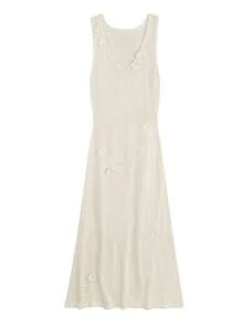 Women's European And American Spring/Summer Vacation Sexy Sheer Lightweight 3D Floral Design Sleeveless Dress Beach - Apricot - View 6