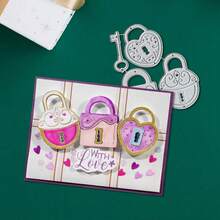 Creative Lock Metal Cutting Dies, DIY Scrapbooking Album And Embossing Stencil, Greeting Card Making Tool, Card Paper Cutting Crafts ,Gift Card Making Template Die Cuts. - Silver - View 4