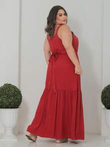 Long Wrap Dress With Thin Straps Made Of Smooth Viscose Linen. - 紅陶 - 查看 4