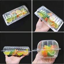 50/100pcs Transparent Hinged Food Containers, Long Cake Holders, Swiss Roll Specific Boxes, Multi-Purpose Cake & Fruit Trays - White - View 7