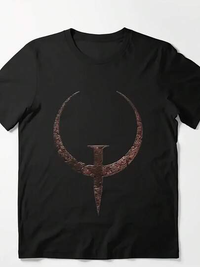QUAKE 1 LOGO GAME T Shirt BLACK WHITE SIZES FROM S TO 5XL 86