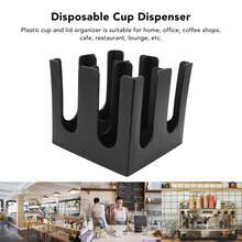 Square 4 Grids Disposable Coffee Cup Dispenser Organizer Plastic Cup and Lid Organizer for Restaurant Offices Coffee Shops Lounges - Negro - Ver 4
