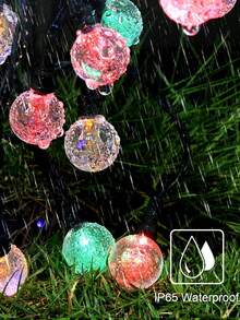 1个太阳能串灯，户外水晶球灯，8种灯光模式，100/50/20颗LED灯珠，太阳能仙女串灯，户外防水闪烁灯，适用于婚礼、生日派对、露营、花园、万圣节、圣诞节装饰，户外太阳能灯，可用于圣诞树、庭院树等。 - 黑色 - 查看 7