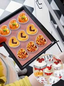 20/4pcs Red/White Heart-Shaped Aluminum Foil Cake Molds With Lids, "Happy Valentine's Day" Dessert Decoration Boxes, Heart-Shaped Cakes, Cookies Decoration Cake Boxes, Party Dessert Decoration Boxes, Disposable Mini Cake Molds, Suitable For Valentine's Day Packaging, Baking Dessert Packaging, Anniversary - Multicolor - View 7