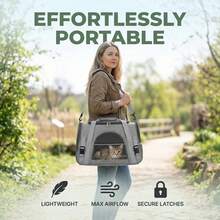 IISVGE 安全拉链防逃脱宠物背包 | 宽敞透气可折叠猫狗旅行包 | 符合航空公司标准的可折叠透气宠物包，情人节礼物 - 彩色 - 查看 2