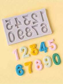 1个带凸起字母的3D硅胶模具 - 非常适合巧克力、糖果和蛋糕装饰，是DIY手工艺品和生日烘焙的理想之选 - 彩色 - 查看 8