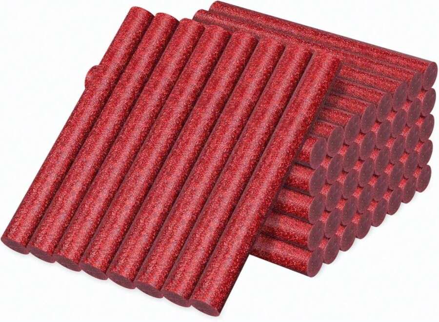 Glitter Red Hot Melt Glue Stick, Manarty 48 PCS Full Size Hot Melt Glue Sticks Colored, Sparkly Gray Adhesive EVA Glue Sticks Standard For Seal Stamp DIY Art Craft Decoration, 0.43" Dia X 4" Long - ColorE - View 1
