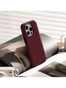 Ốp điện thoại chấm bi, mờ, màu đỏ tía, tương thích với iPhone 17/16/15/14/13/12 Plus/Pro Max - Màu Đỏ Sâu - Xem 4