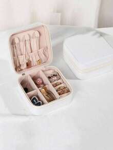 1pc Travel Jewelry Box, Portable Jewelry Organizer, Makeup Brush Storage Box, Large Capacity Desktop Organizer, Multi-Functional Storage Box For Rings, Necklaces, Earrings, Travel, Business Trip, Beach, Gift For Girlfriend , Makeup Room Decor - Multicolor - View 16
