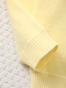 Girls' Elegant Embroidered Collar Long Sleeve Knit Sweater - Yellow - View 5