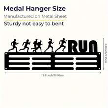 1pc Sports Medal Display Rack - Holds Up To 60 Medals, Easy Wall Mount, Suitable For Running Awards & Ribbons - Modern Iron Art Home Decor, Metal Artwork, Perfect Valentine's Day Gift, Ideal Sports Medal Decoration Gift For Athletes And Coaches - Black - View 6