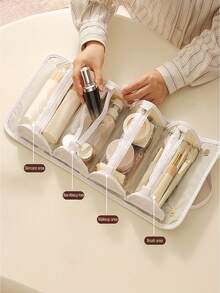 Large Capacity Portable Makeup Bag, High Cost-Performance PU Waterproof Toiletry Bag, Transparent Cosmetic Bag, Cosmetic Storage Bag, Detachable Independent Compartment Design, Skincare Bag, Toiletry Bag, Travel Storage Bag, Travel Toiletry Bag, Small Makeup Bag - Multicolor - View 7