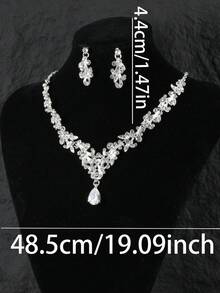 Royal Rhinestone Decor Bridal Headband & 3pcs Jewelry Set Tiaras Valentine's Day Accessories - Silver - View 8