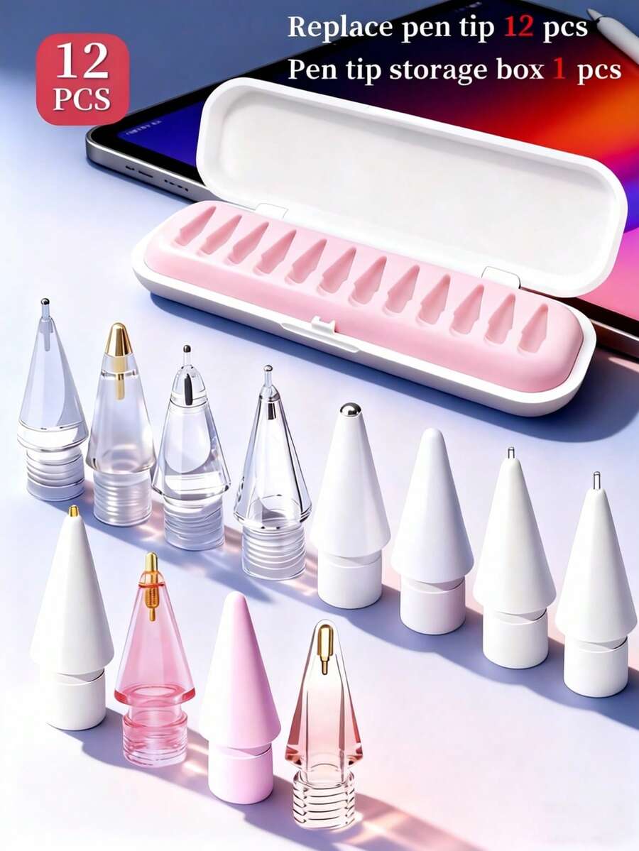 1/4/6/12入替換用鉛筆筆尖，相容於 Apple Pencil Pro，細金屬筆尖相容於 Apple Pencil 第2代和第1代/Apple Pencil USB-C，耐磨且精準控制筆尖組，適合母親、家人、朋友生日、節日禮物盒鉛筆配件