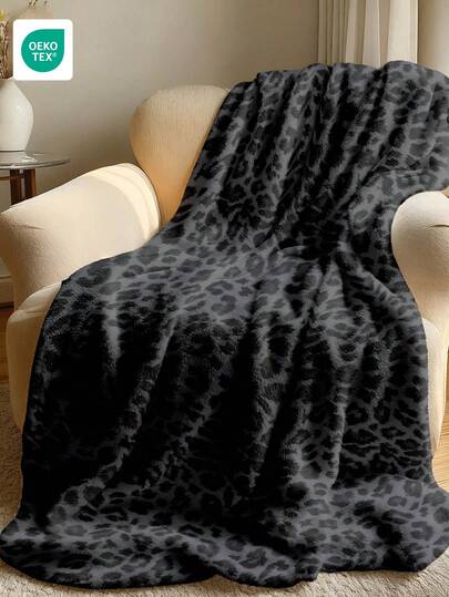 1pc Flannel Blanket - Ideal Room Decor, Single-Sided Print, Ultra Soft, Lightweight, Cartoon Pattern, Essential For Home, Daily Use, Suitable As Birthday Gift For Friends, Family Or Yourself. Comfortable & Warm, Soft & Easy Care, Black Leopard Print Pattern, Multipurpose Blanket, Room Decor, Oeko-Tex Certified