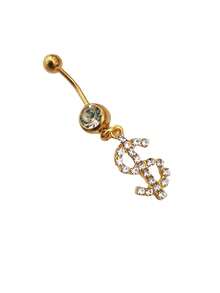 1件时尚性感闪亮美元符号肚脐环，别致的穿刺饰品，男女皆宜，日常佩戴或节日佩戴皆可。 - 彩色 - 查看 6