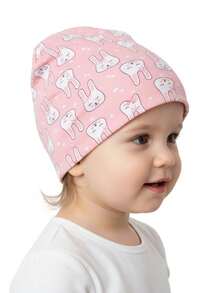 1顶婴儿卡通图案针织帽，双层针织婴儿睡帽，适合春夏穿着 - 彩色 - 查看 2