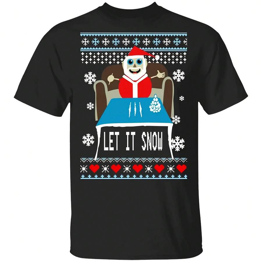 Get in Good Santa LET IT Snow Christmas Sweater - Negro - Ver 1
