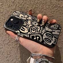 An All-Around Shockproof Phone Case Made Of Black Acrylic Material With A Quirky Pattern Design On The Surface - Translucent Black - View 3