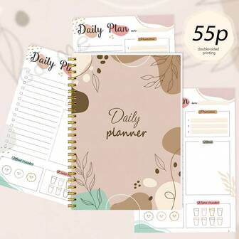 GDTME Cuaderno, A5, 55 páginas, impresión a doble cara, diseño de portada minimalista con plantas y flores, encuadernación espiral dorada en color dorado, suministros de oficina, herramientas de oficina, temporada de regreso a clases, regalo del Día de San Valentín, suministros para estudiantes