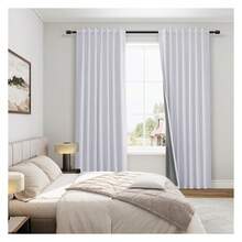 Blackout Curtains 96 Inch Long - Linen Thermal Blackout Curtains 2 Panels For Bedroom - Darkening Soundproof Drape - Rod Pocket/Clip Rings - 如圖644 - 查看 5