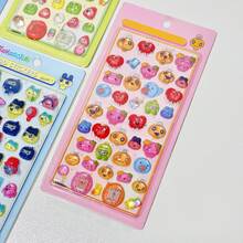 1pc Of Japanese Vintage Cartoon Stickers Cute Crystal Solid 3D Embossed Resin Cartoon Stickers,New Year's Gift, Valentine's Day Gift, Easter Gift(Random Style) - Multicolor - View 6