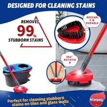 Spin Scrub Brush 2 Pack Mop Head Replacements Compatible For O Ceda RinseClean 2 Tank System Hard Bristle Cleaning Brush For Tile Shower Cleaner Scrubber Brush With Mop Base - 紅色 - 查看 3
