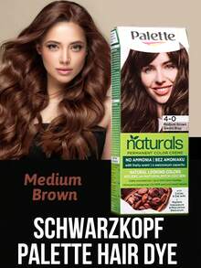 Schwarzkopf Palette Hair Color, Medium Brown, Covers Grey Hair, Long-Lasting Color, Even Application, Ammonia-Free Formula, Plant Extracts, Nourishing Essence