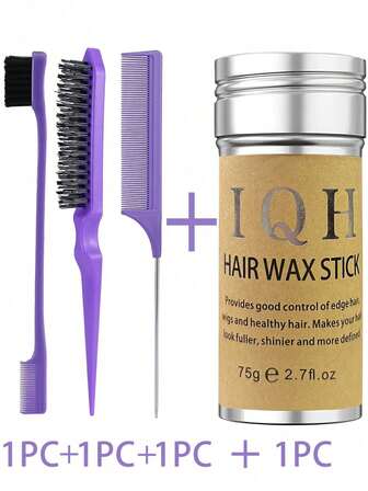 IQH 4 Stücke Haarpaste Stift Styling Kamm Set, inklusive: 1 Stück Spitzen Stirnhaar Paste Stift, 1 Stück Haaransatz Kamm, 1 Stück Kontur Kamm (für glatte Haaransätze), 1 Stück Scheitel Styling Kamm.