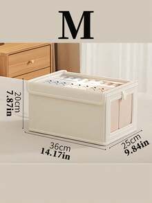 米色亚麻布收纳盒，带盖和透明窗口，可折叠，防潮材质，适用于家庭、宿舍、浴室、旅行，是理想的节日礼物，可收纳衣物、裤子、袜子、内衣、化妆品、学习用品、床上用品等，可堆叠，是衣柜整理的理想之选。 - 彩色 - 查看 14