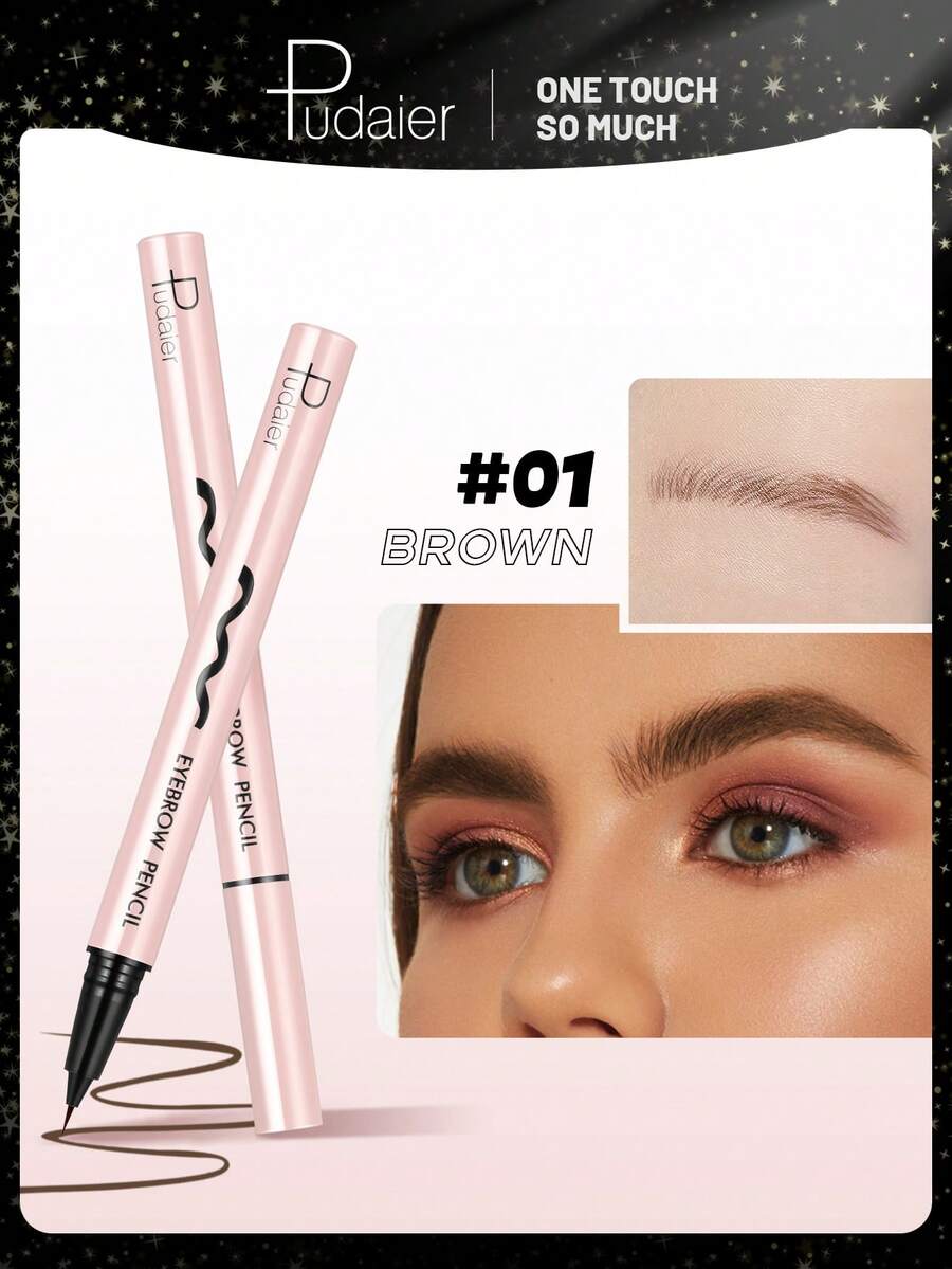 Chì kẻ mày Pudaier Water Eyebrow Pencil, đầu siêu mảnh màu đen - Chống thấm nước, chống mồ hôi, chống lem, phù hợp với mọi người, bút kẻ mày và kẻ viền mắt chính xác, thân thiện với người mới bắt đầu. - #01 - Xem 1