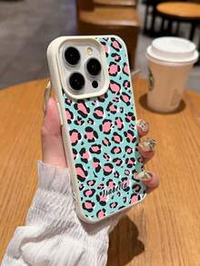 1pc Custom Name Red & Black Leopard Print Textured Anti-Fall Anti-Slip Soft Phone Case Protective Cover Compatible With Apple 17 Pro Max/ 16 Pro Max/15 Pro/14 Plus/13 Pro/12 Pro Max/11/Xs Max, Redmi, Phones - Multicolor - View 3