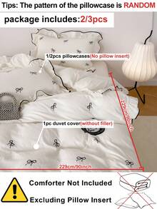 2/3 pièces Set de couette en polyester avec broderie papillon blanc, double volant, parure de lit vintage mignonne pour toutes les saisons, couette respirante et douce (1 couette + 1/2 taie d'oreiller, rembourrage non inclus)