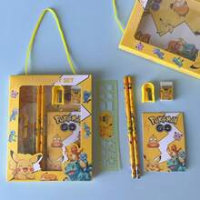 pokemon Pokémon Stationery Gift Set, Cross-Border Pikachu Stationery Set, Student Reward Gift, Officially Licensed Pokémon Pikachu Cartoon Character Style Stationery Gift Box Set, Including Pencils, Notebook, Pencil Sharpener, Pencil Case, Ruler And Eraser, Crayons