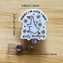 可伸缩D卡套卷轴，可爱卡通设计，教师护士医院胸卡套办公挂绳 1个 - 黑色 - 查看 3