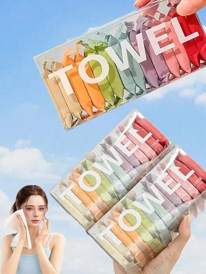 28pcs/21pcs/14pcs/7pcs Portable Compressed Face Towels, One-Time Use Facial Cleansing Wipes, Quick Expansion & Super Absorbent Reusable, Suitable For Outdoor Activities, Travel, Camping, Hiking, Office, School, Hotel, Home, Guests, Emergencies Valentine'S Day Valentines
