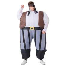 1件充气海盗服装，角色扮演服装，成人圣诞服装，含鼓风机（不含电池）