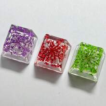 1个自粘式DIY树脂高透明干花键帽真花鲜花小满星机械键盘键帽单片OEM R4