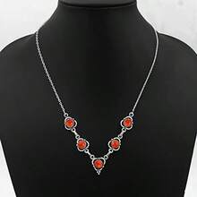 Collar clásico de 845 quilates de estilo nativo americano del suroeste con piedras preciosas les de forma redonda para mujer collar de piedra natal hecho a mano para mujer regalo de joyería para su esposa hermana novia - Cornalina - Ver 5