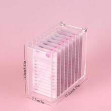 8 Layers Acrylic Eyelash Storage Organizer, Grafting False Eyelashes Display With 8 Pallets, Dustproof Cosmetic Beauty Extension Supplies (Marble Pink),38587495 - Pink - View 6
