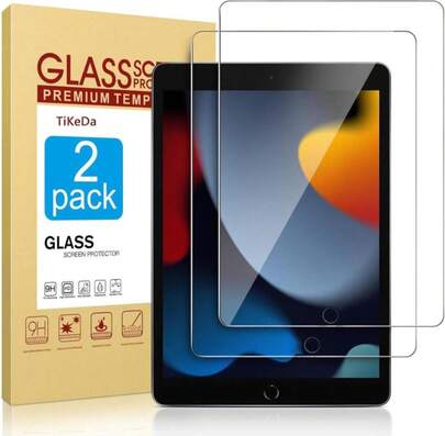 TiKeDa 2 Pack Screen Protector For IPad 9th 8th 7th Generation 102 Inch,Tempered Glass Film For IPad 9 8 7 (2021_2020_2019),Case Friendly &Amp; Apple Pencil Compatible
