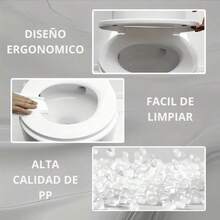 Asiento Universal con Tapa Blanca para Baño | Material Resistente | 49 x 36 cm, Asiento universal con tapa fabricado en material resistente de alta durabilidad, diseñado para uso diario en espacios residenciales y comerciales. Su forma ovalada y medidas estándar permiten una amplia compatibilidad con bases de baño convencionales. La superficie lisa facilita la limpieza y el mantenimiento, ofreciendo una solución práctica e higiénica. Incluye sistema de fijación firme para una instalación sencilla y estable. - Blanco - Ver 4