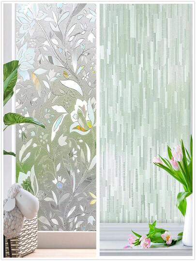 1 rolă folie de confidențialitate pentru ferestre, sticlă mată, aderență statică, blocare a căldurii solare, acoperiri opace cu glazură, autocolante detașabile din vinil, tentă pentru ușa de acasă și biroul, non-adeziv