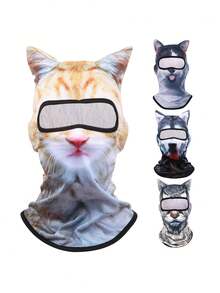 1pc Or Multiple Unisex 3D All-Season Sun Protection Animal Headwear Outdoor Sports Windproof Mask 3D Digital Print Ski Mask - Multicolor - View 1