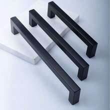 1pc Black Cabinet Handle, Matte Black T-Shaped And Square Stainless Steel Kitchen Cabinet Handle, Furniture Hardware, Door/Drawer Pull, Cabinet Knob - Black - View 7