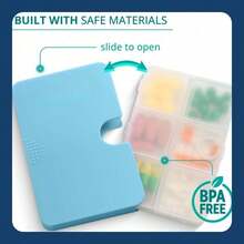 Daily Use Slim Pill Organizer 1 Pack, Easy To Open 6 Compartments, Large Capacity Portable Travel Pill Box, Pill Dispenser, Medicine Container & Vitamin Holder - 1 - 查看 5