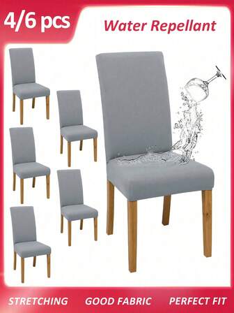 4st/6st Stänkskyddad stolsöverdrag i enfärgad färg, modern matstolsöverdrag i polyester i stretch, lämplig för bröllop, restauranger, kontor, banketter, alla årstider